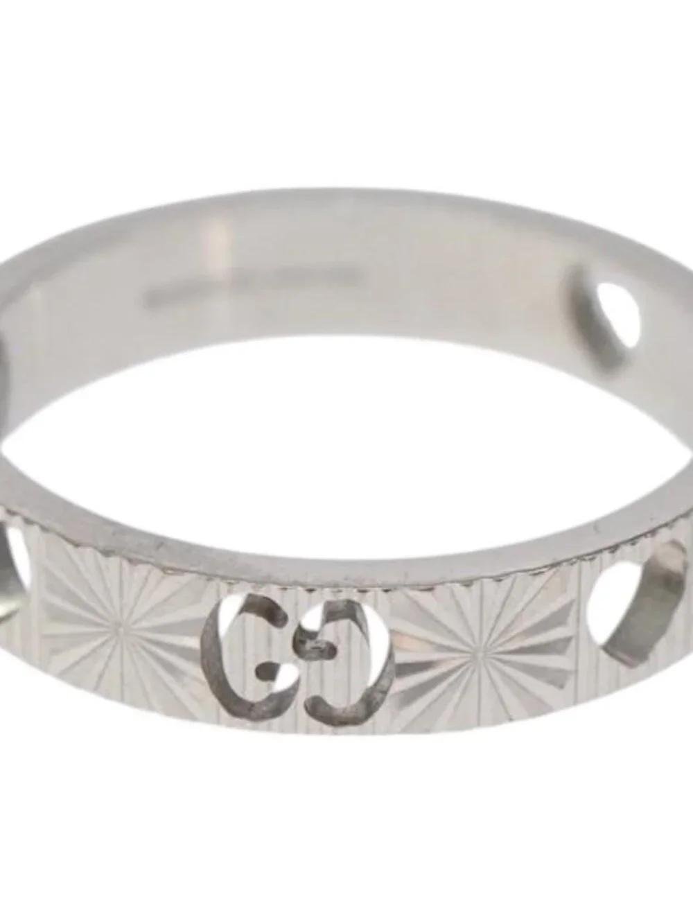 GUCCI Heart Ring K18 Silver Gold (750) 4.4g (18K) Silver Auth 117299SAM